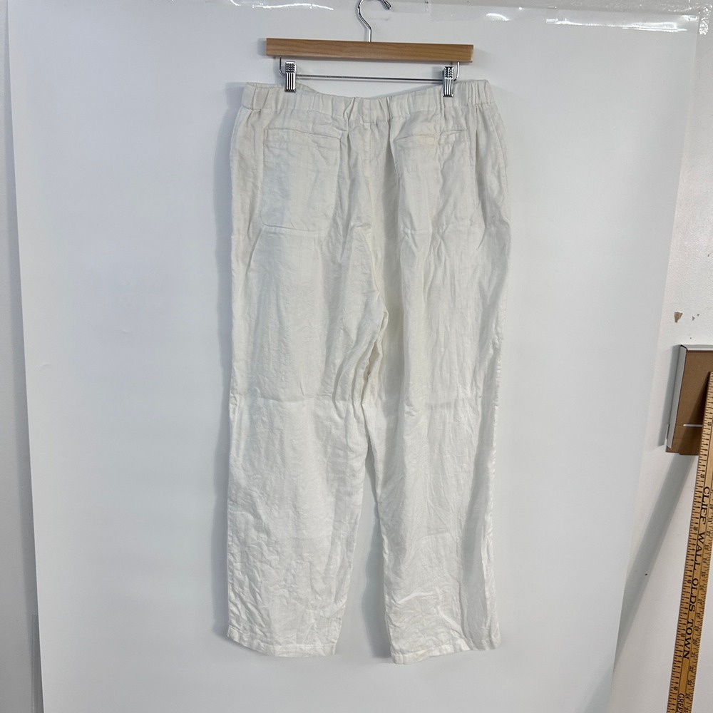 100% Linen Pants XL White Drawstring Relaxed Coastal Resort Euro Summer Womens - Picture 4 of 12